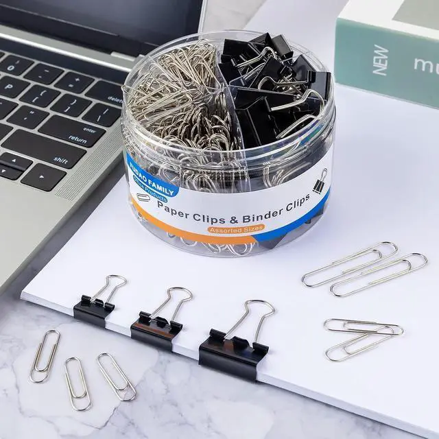 Alt view image 3 of 6 - FUDAO FAMILY Paper Clips & Binder Clips, 340 PCS Assorted Sizes, Silver & Black, Metal, Medium, Large, Small