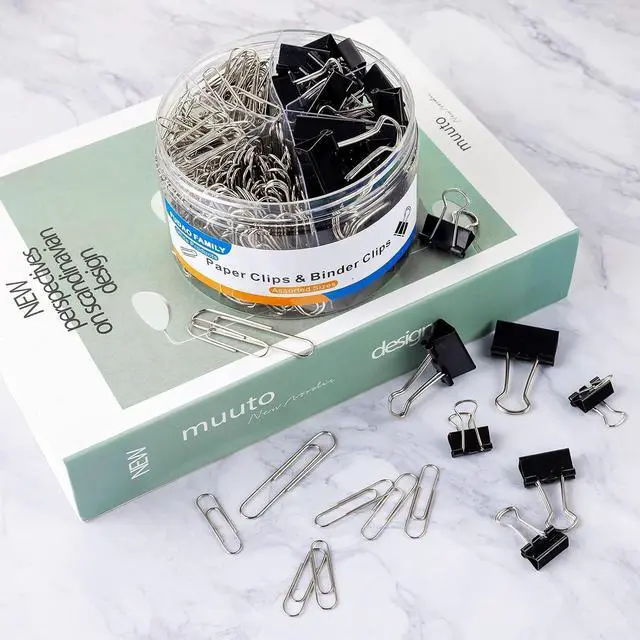 Alt view image 5 of 6 - FUDAO FAMILY Paper Clips & Binder Clips, 340 PCS Assorted Sizes, Silver & Black, Metal, Medium, Large, Small