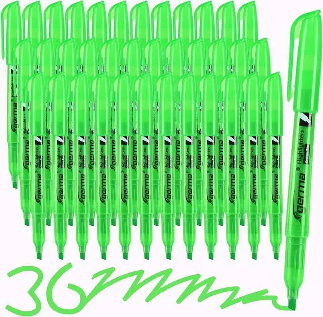 Main image of Cgerma Highlighters 36 Pack, Chisel Tip Green Highlighter Bright Colors,Quickly Drying, Perfect for Students Kids Adults Classroom, School, Office