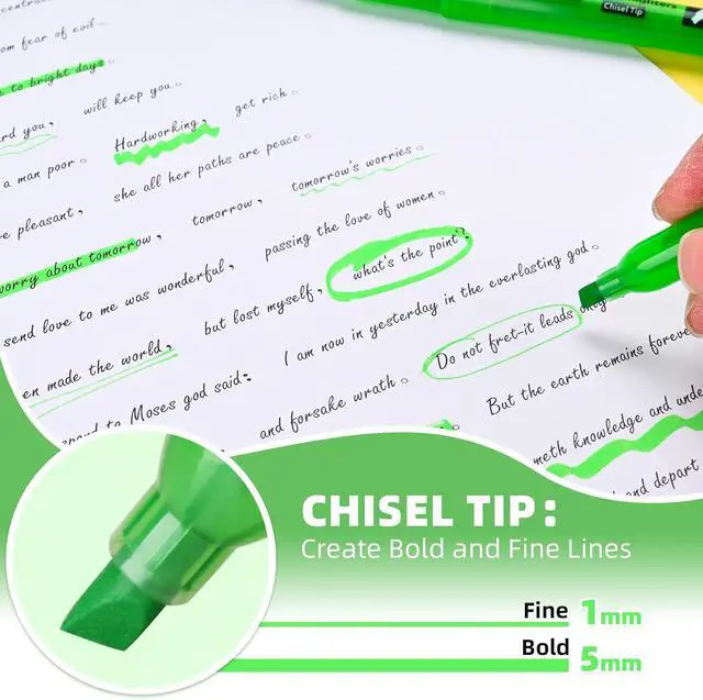 Alt view image 2 of 7 - Cgerma Highlighters 36 Pack, Chisel Tip Green Highlighter Bright Colors,Quickly Drying, Perfect for Students Kids Adults Classroom, School, Office