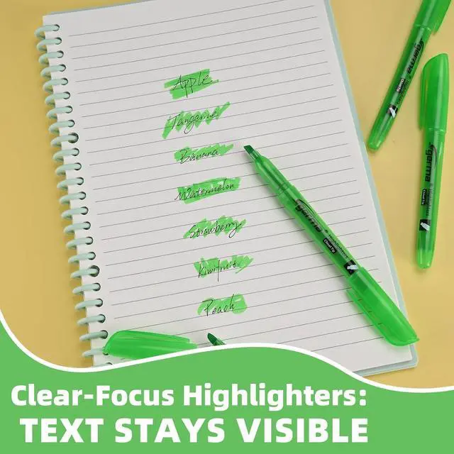 Alt view image 4 of 7 - Cgerma Highlighters 36 Pack, Chisel Tip Green Highlighter Bright Colors,Quickly Drying, Perfect for Students Kids Adults Classroom, School, Office
