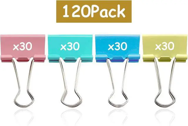 Alt view image 5 of 5 - Ykimok 120 Pcs Colored Binder Clips, 3/4inch(19mm), Small Size for Office Supplies, 4 Vibrant Colors