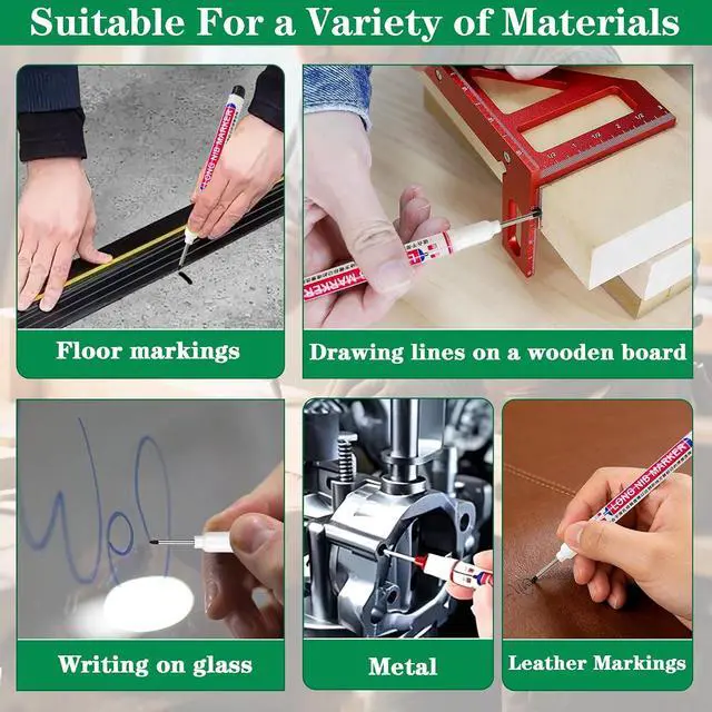 Alt view image 6 of 7 - 20 Pcs Long Nib Marker 20mm Long Head Deep Hole Marker Pens Deep Reach Permanent Paint Markers Marking Pen for Metal Drilling Construction CarpenterBlack,White,Blue,Red,Green