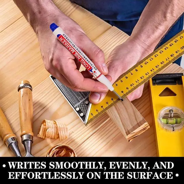 Alt view image 7 of 7 - 20 Pcs Long Nib Marker 20mm Long Head Deep Hole Marker Pens Deep Reach Permanent Paint Markers Marking Pen for Metal Drilling Construction CarpenterBlack,White,Blue,Red,Green