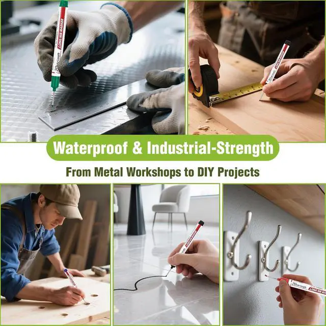 Alt view image 6 of 7 - 8pcs Long Nib Marker, Long Head Deep Hole Marker Pens, Waterproof Construction Markers Marking Tool, Multi-Purpose Deep Reach Pen Makes For Metal, Carpenter, Woodworking, Gift for Father's Day