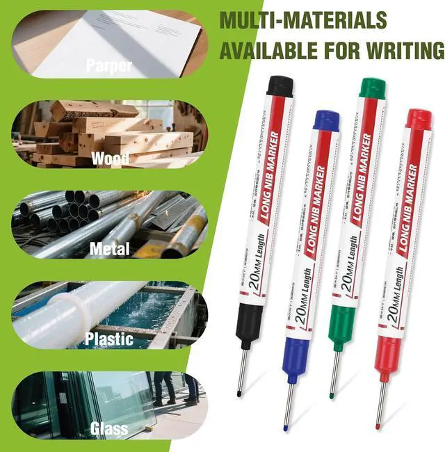 Alt view image 7 of 7 - 8pcs Long Nib Marker, Long Head Deep Hole Marker Pens, Waterproof Construction Markers Marking Tool, Multi-Purpose Deep Reach Pen Makes For Metal, Carpenter, Woodworking, Gift for Father's Day