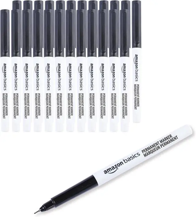 Main image of Amazon Basics Ultra Fine Point Permanent Markers for Drawing, Writing and Doodling, Quick Drying, Fade Resistant, Black, 24-Pack