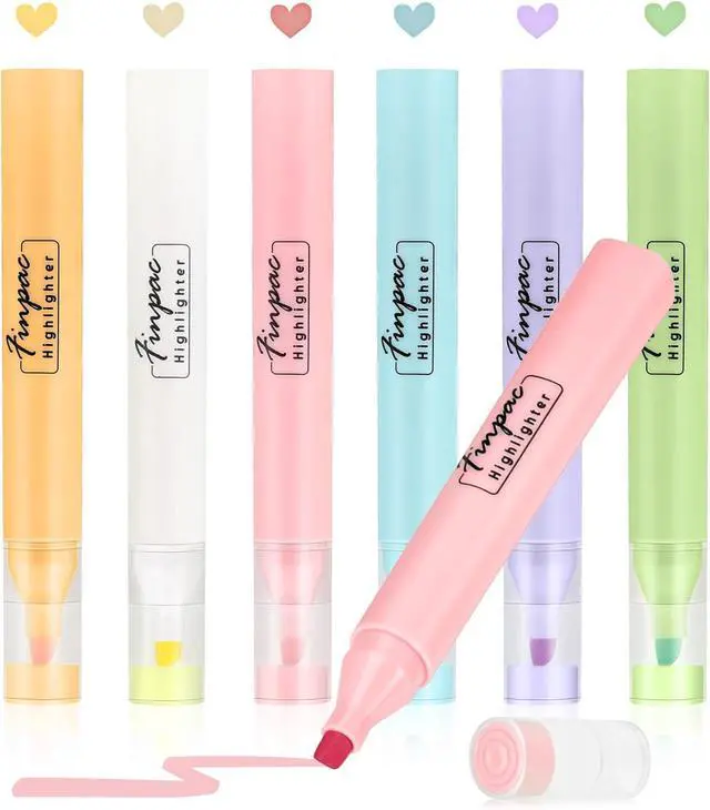 Main image of FINPAC Bible Highlighters, 6-Pack Aesthetic Highlighters, Chisel Tip No Bleed Fast-dry Markers Pen for Bible Study Journal Planners Drawing Notebook
