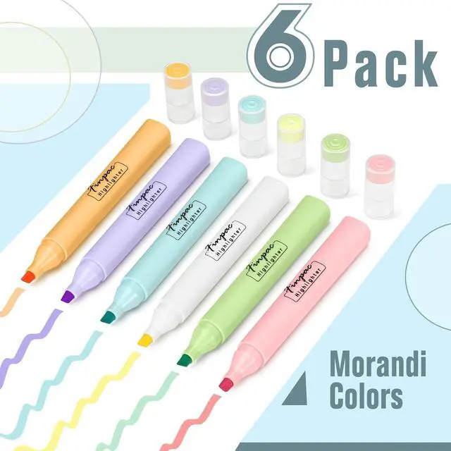 Alt view image 2 of 7 - FINPAC Bible Highlighters, 6-Pack Aesthetic Highlighters, Chisel Tip No Bleed Fast-dry Markers Pen for Bible Study Journal Planners Drawing Notebook
