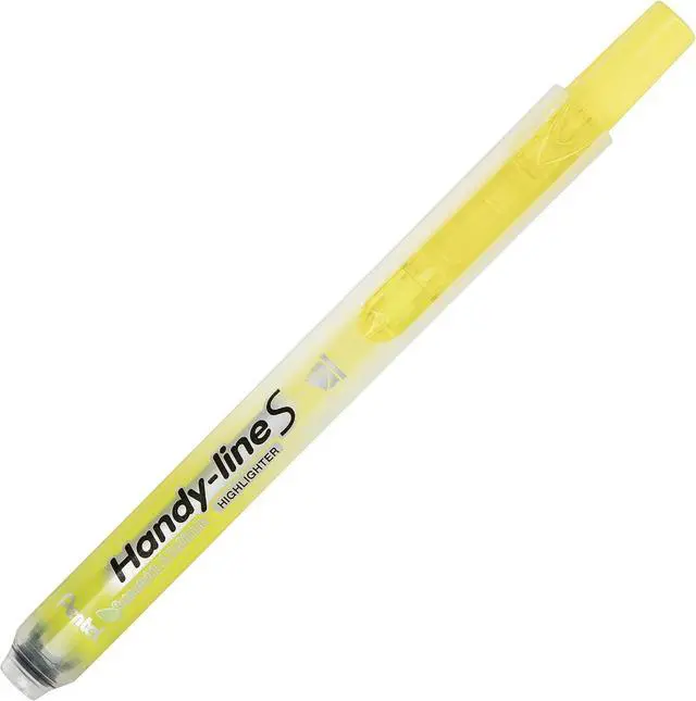 Alt view image 3 of 4 - Pentel Handy-Line S Retractable Highlighter, Chisel Tip, Yellow Ink, 4/Pack (SXS15BP4G)