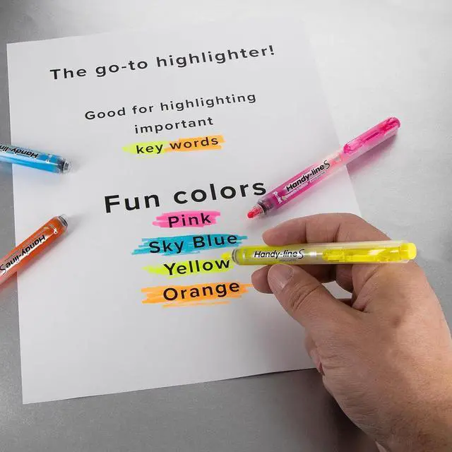 Alt view image 4 of 4 - Pentel Handy-Line S Retractable Highlighter, Chisel Tip, Yellow Ink, 4/Pack (SXS15BP4G)