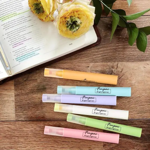 Alt view image 5 of 7 - FINPAC Bible Highlighters, 6-Pack Aesthetic Highlighters, Chisel Tip No Bleed Fast-dry Markers Pen for Bible Study Journal Planners Drawing Notebook