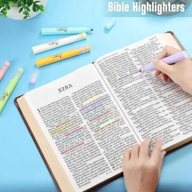 Alt view image 4 of 7 - FINPAC Bible Highlighters, 6-Pack Aesthetic Highlighters, Chisel Tip No Bleed Fast-dry Markers Pen for Bible Study Journal Planners Drawing Notebook