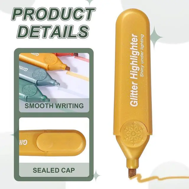 Alt view image 3 of 6 - PATIKIL Glitter Highlighters, 3 Pack Sparkly Highlighters No Bleeds, Yellow