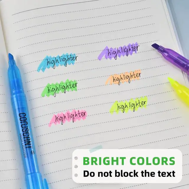 Alt view image 4 of 7 - coruscant Highlighter - 12 pack color highlighter, color transparent visible fluorescent pen shell, wide chisel point mark, fluorescent pen, school, office