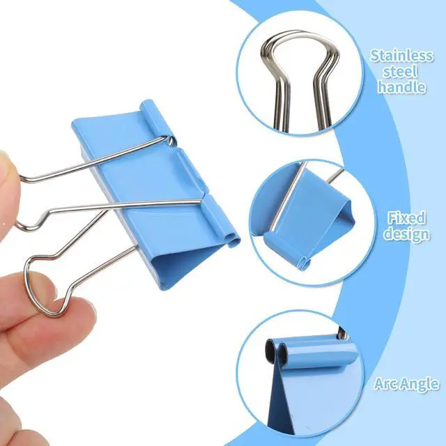 Alt view image 3 of 7 - Joyberg 125Pcs Binder Clips Colored, Binder Clips Assorted Sizes, 6 Sizes Binder Paper Clips for Office Supplies/Home/School (Blue, Pink, Yellow, Green)