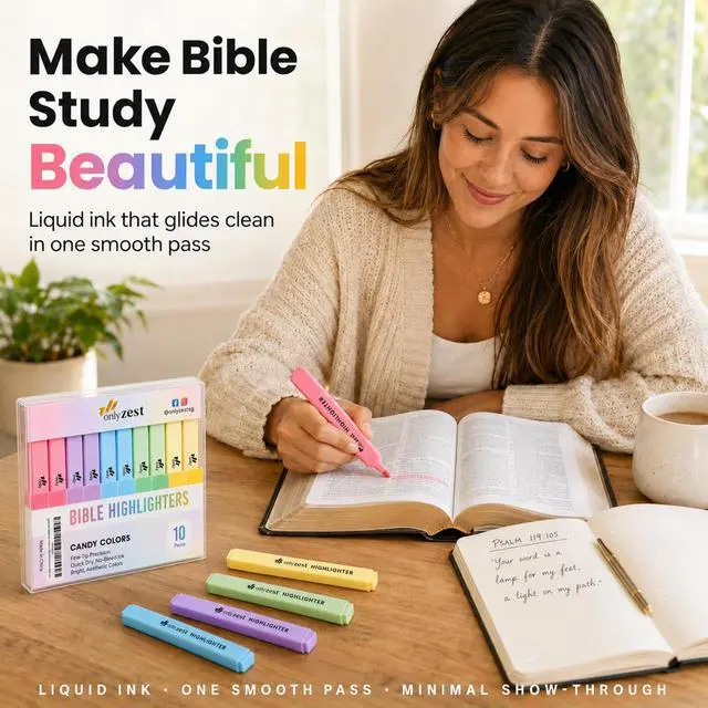 Alt view image 2 of 7 - 10 Aesthetic Bible Highlighters - Chisel Tip Liquid Ink Marker