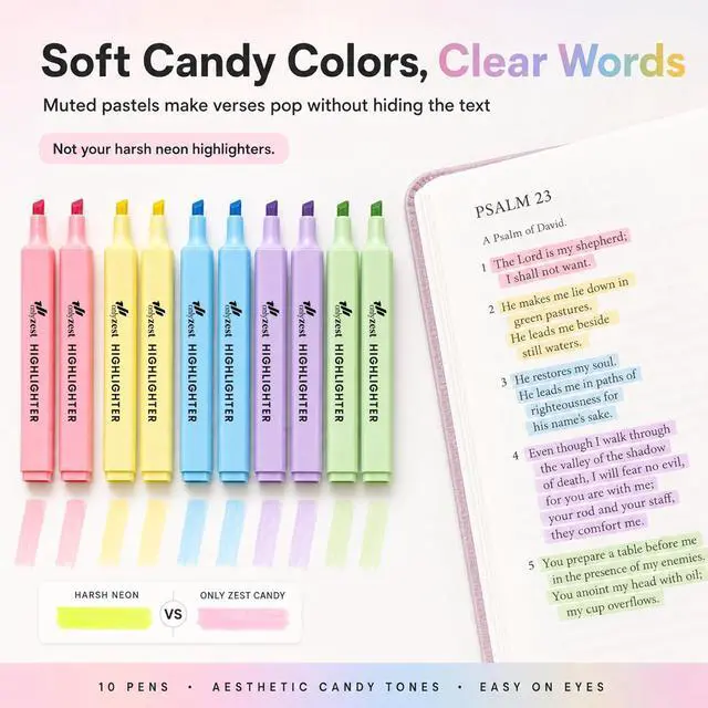 Alt view image 3 of 7 - 10 Aesthetic Bible Highlighters - Chisel Tip Liquid Ink Marker