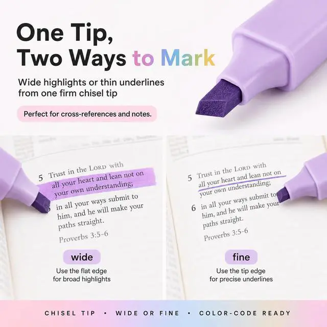 Alt view image 4 of 7 - 10 Aesthetic Bible Highlighters - Chisel Tip Liquid Ink Marker