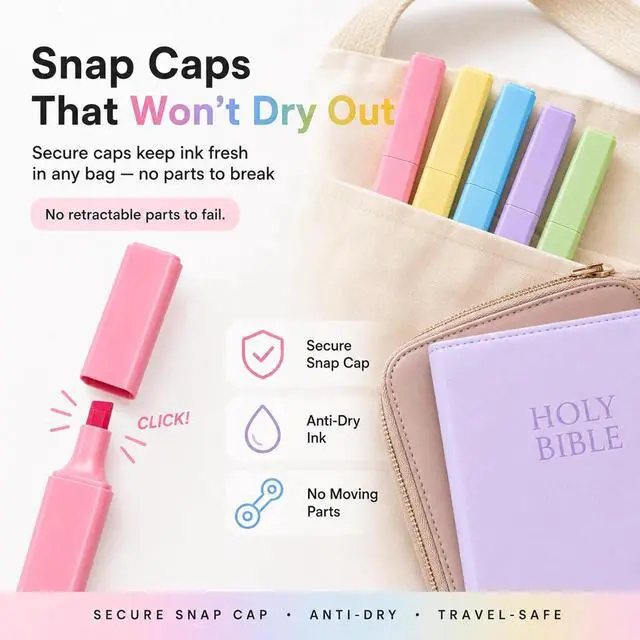 Alt view image 5 of 7 - 10 Aesthetic Bible Highlighters - Chisel Tip Liquid Ink Marker
