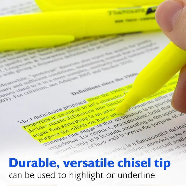 Alt view image 3 of 7 - BAZIC PRODUCTS Yellow Pen Style Highlighters, Chisel Tip, Pocket Clip, 5 Ct