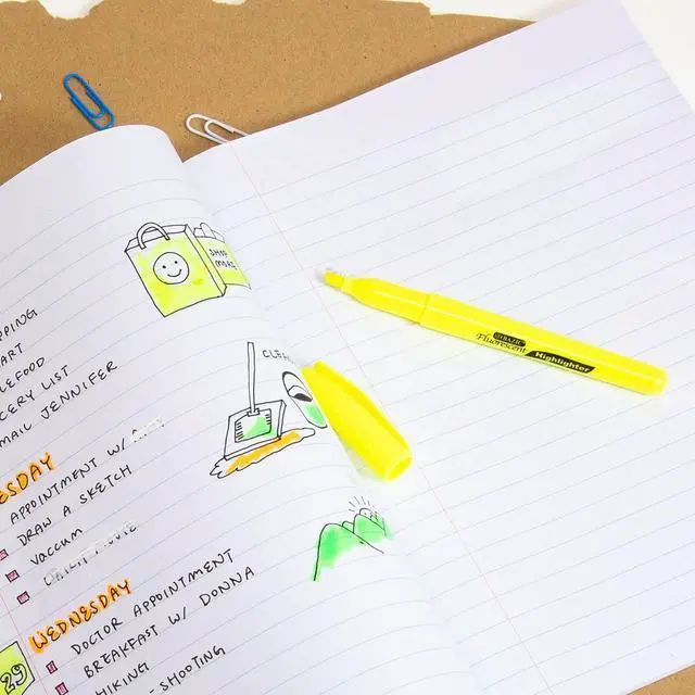Alt view image 7 of 7 - BAZIC PRODUCTS Yellow Pen Style Highlighters, Chisel Tip, Pocket Clip, 5 Ct