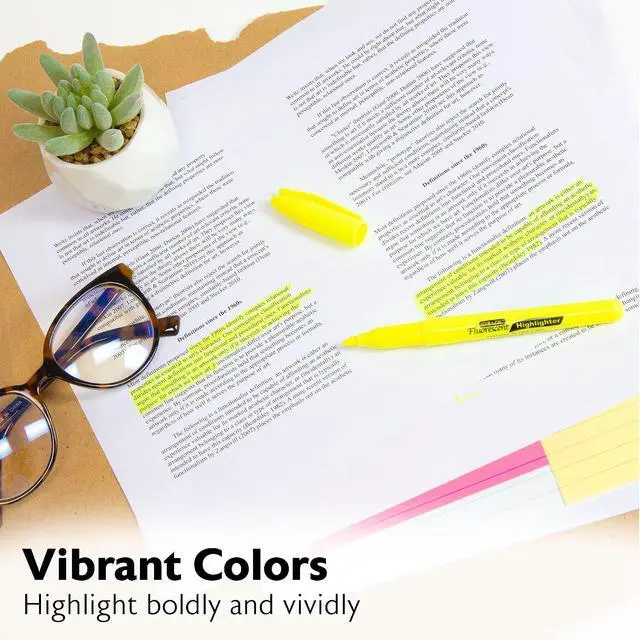 Alt view image 4 of 7 - BAZIC PRODUCTS Yellow Pen Style Highlighters, Chisel Tip, Pocket Clip, 5 Ct
