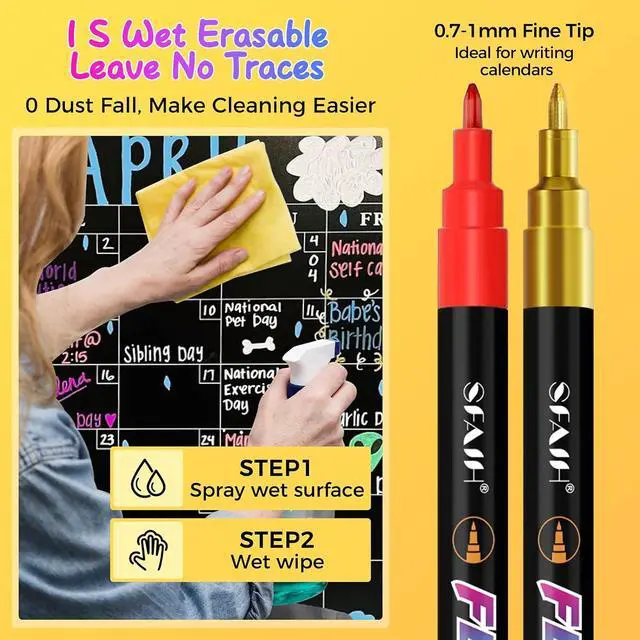 Alt view image 3 of 7 - SFAIH Liquid Chalk Markers for Blackboard, 8 Vibrant Colors 0.7 Fine Tip