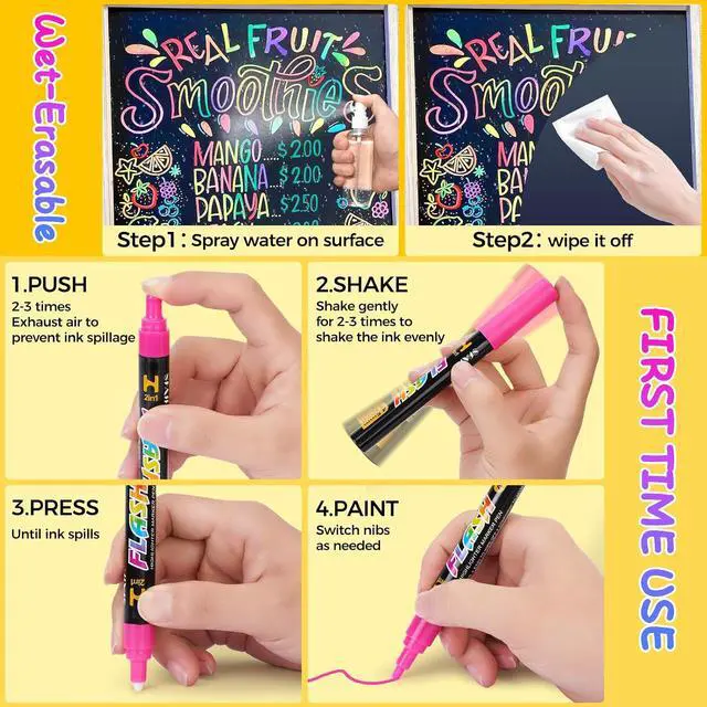 Alt view image 6 of 7 - SFAIH Liquid Chalk Markers for Blackboard, 8 Vibrant Colors 0.7 Fine Tip