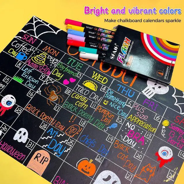 Alt view image 4 of 7 - SFAIH Liquid Chalk Markers for Blackboard, 8 Vibrant Colors 0.7 Fine Tip