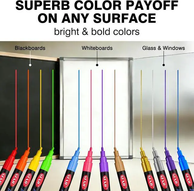 Alt view image 7 of 7 - SFAIH Liquid Chalk Markers for Blackboard, 8 Vibrant Colors 0.7 Fine Tip