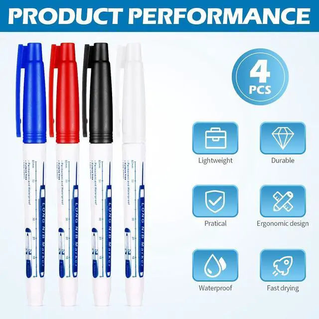 Alt view image 4 of 7 - Gersoniel 4 Pcs Long Nib Marker 30 mm Deep Hole Marker 4 Colors