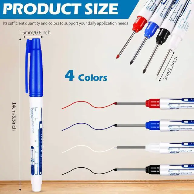 Alt view image 2 of 7 - Gersoniel 4 Pcs Long Nib Marker 30 mm Deep Hole Marker 4 Colors