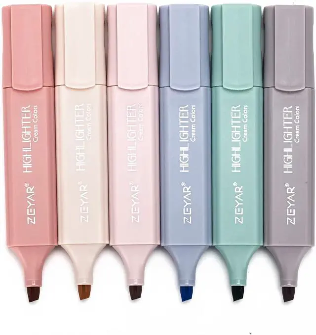 Alt view image 2 of 6 - ZEYAR Highlighter Pen, Cream Colors Chisel Tip, Aesthetic Highlighter Marker, Water Based, Quick Dry, No Bleed, for Bible Study Notes Office (6 Youth Colors)