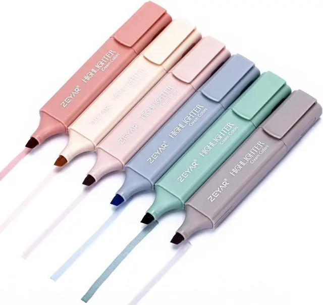 Alt view image 4 of 6 - ZEYAR Highlighter Pen, Cream Colors Chisel Tip, Aesthetic Highlighter Marker, Water Based, Quick Dry, No Bleed, for Bible Study Notes Office (6 Youth Colors)