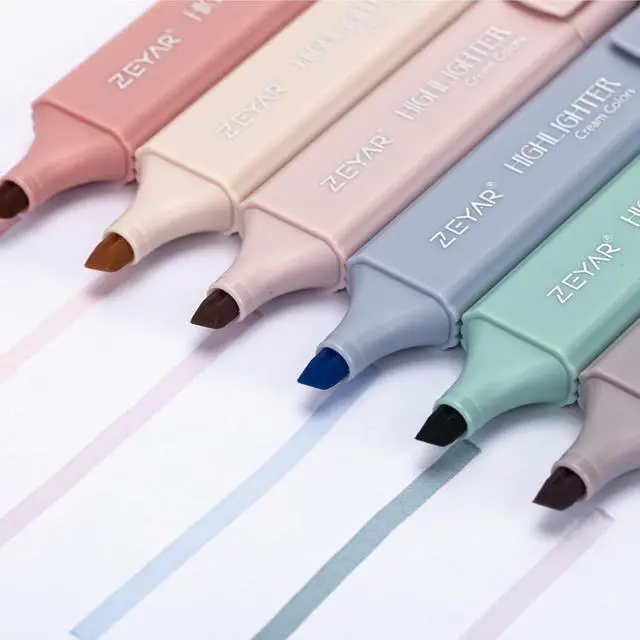 Alt view image 3 of 6 - ZEYAR Highlighter Pen, Cream Colors Chisel Tip, Aesthetic Highlighter Marker, Water Based, Quick Dry, No Bleed, for Bible Study Notes Office (6 Youth Colors)