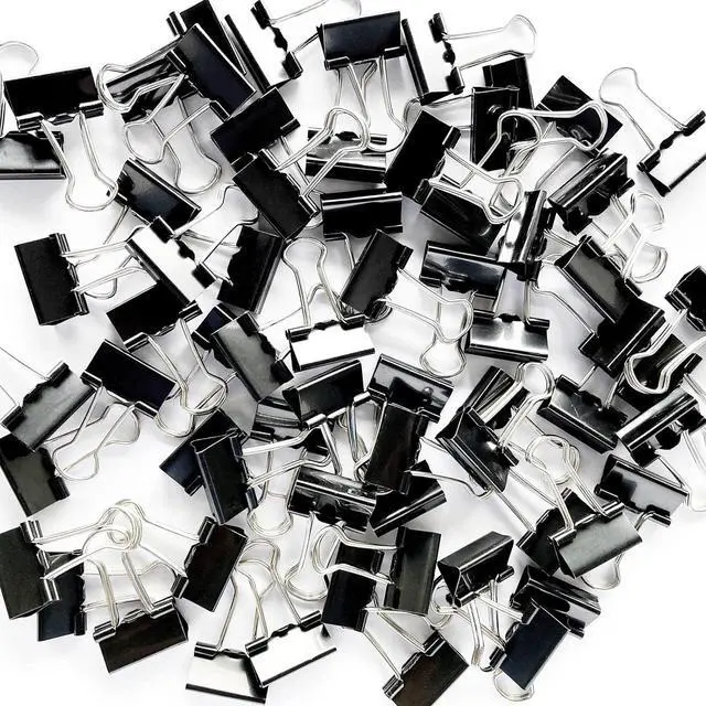 Main image of DSTELIN 96 Pack (19mm) Mini Binder Clips 3/4-Inch Small Black Paper Clamps for Office Supplies