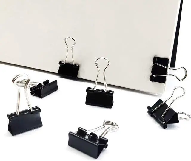 Alt view image 6 of 6 - DSTELIN 96 Pack (19mm) Mini Binder Clips 3/4-Inch Small Black Paper Clamps for Office Supplies
