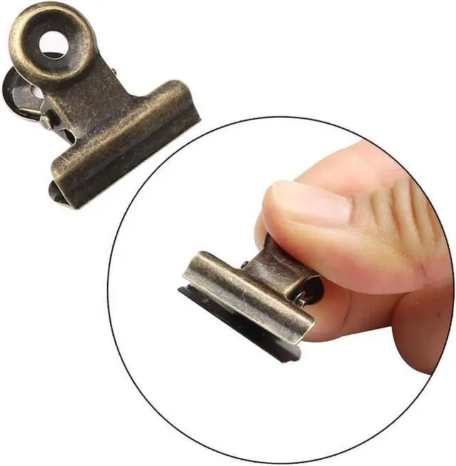 Alt view image 3 of 7 - 100 Pack Metal Hinge Clips, 22mm Bronze Metal Clip Money Binder Paper Clips