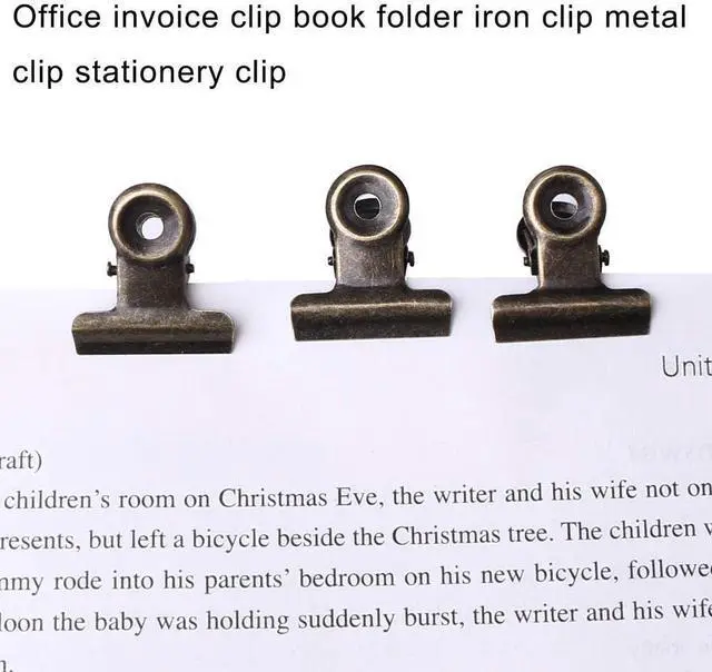 Alt view image 5 of 7 - 100 Pack Metal Hinge Clips, 22mm Bronze Metal Clip Money Binder Paper Clips