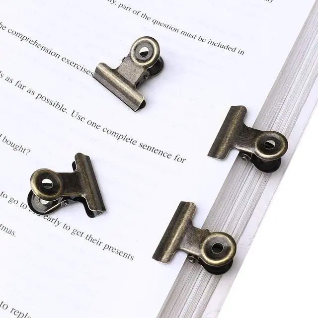 Alt view image 6 of 7 - 100 Pack Metal Hinge Clips, 22mm Bronze Metal Clip Money Binder Paper Clips