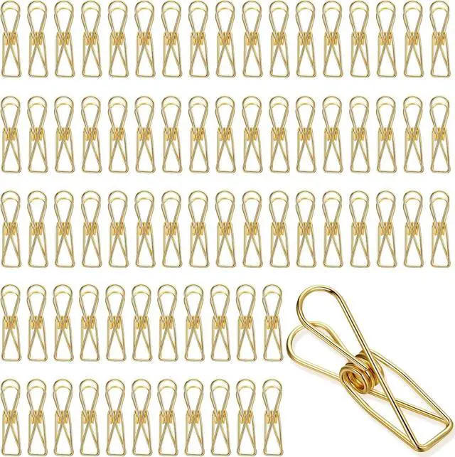 Main image of Sabary 100 Pcs Paper Clip Metal Wire Clothespin,Small,Gold