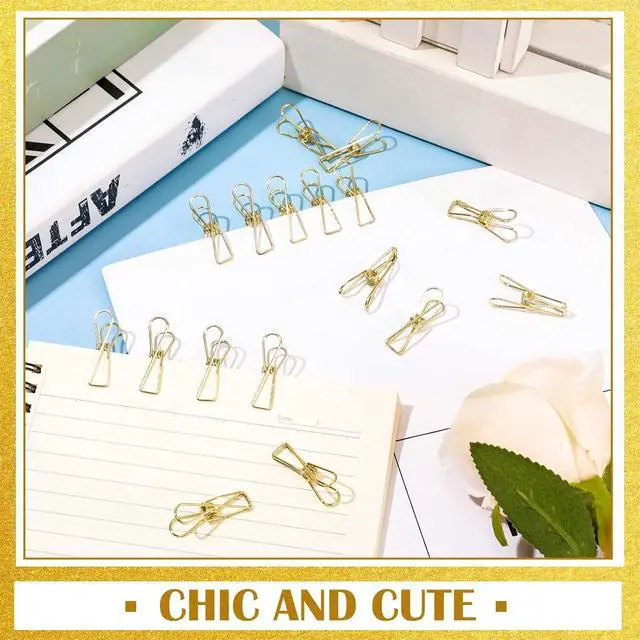Alt view image 7 of 7 - Sabary 100 Pcs Paper Clip Metal Wire Clothespin,Small,Gold