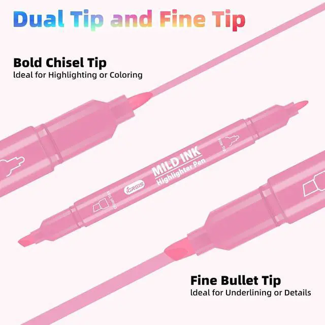 Alt view image 2 of 7 - 10 Pcs Aesthetic Highlighters and Gel Pens Set - 8 Colors Dual Tip Pastel Highlighters (Chisel & Fine Tips) & 2 Pcs 3-in-1 Multicolor Gel Pens for Journaling, School Supplies, Textbooks