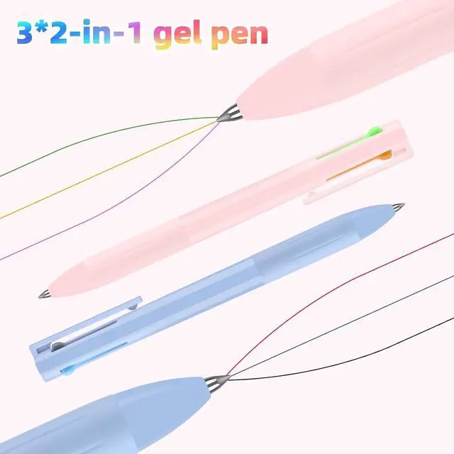 Alt view image 3 of 7 - 10 Pcs Aesthetic Highlighters and Gel Pens Set - 8 Colors Dual Tip Pastel Highlighters (Chisel & Fine Tips) & 2 Pcs 3-in-1 Multicolor Gel Pens for Journaling, School Supplies, Textbooks