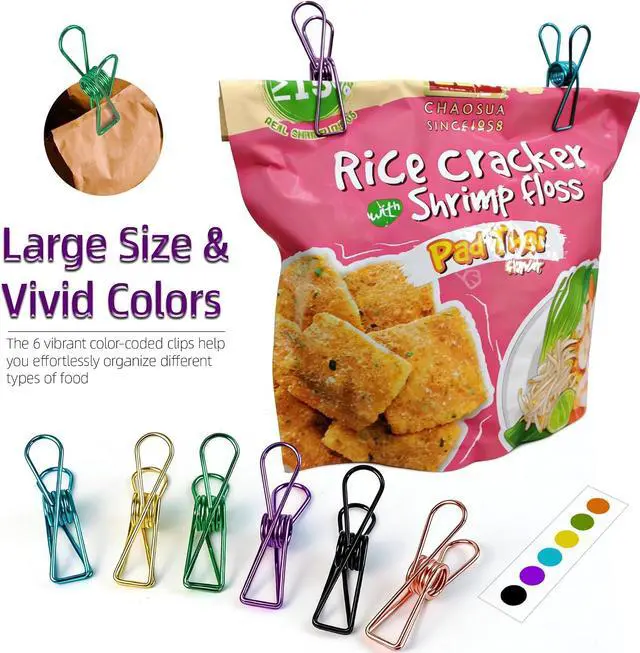 Alt view image 6 of 7 - 18 Pcs Metal Chip Clips, 2.8 Inch Large Bag Clips