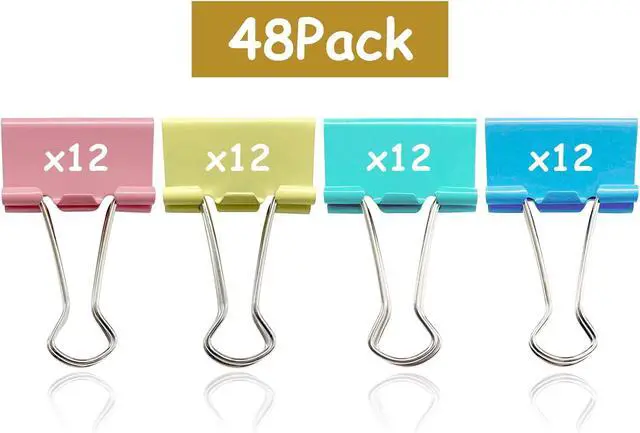 Alt view image 5 of 5 - Ykimok 48 Pcs Medium Binder Clips, 1.25 inch(32mm), Colored Binder Clips, Paper Clamps Medium Size for Office Supplies, 4 Vibrant Colors