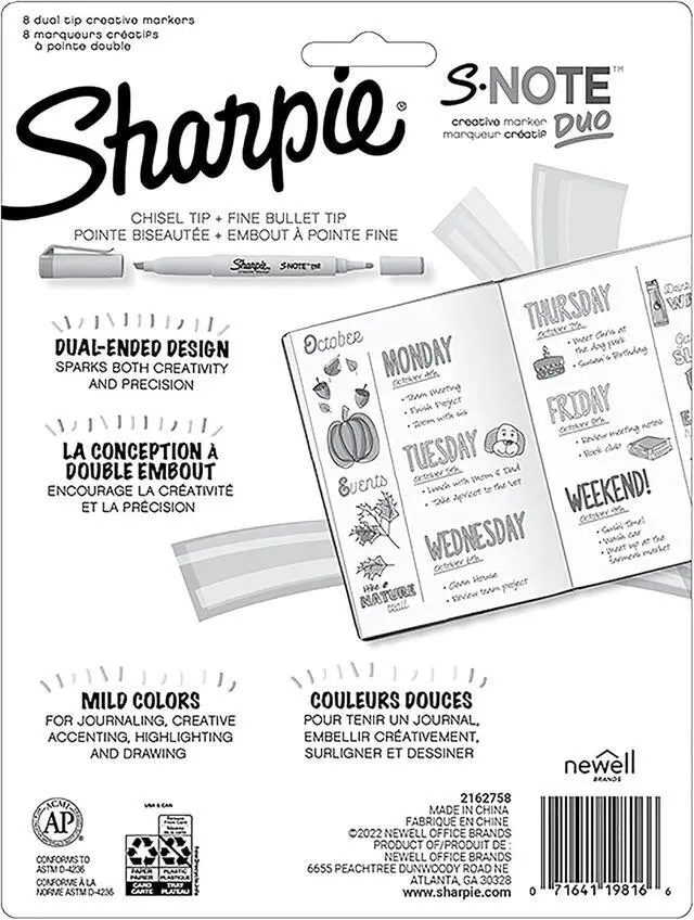 Alt view image 7 of 7 - Sharpie S-Note Duo Dual-Ended Creative Highlighters 8/Pkg-Assorted Colors -2154173