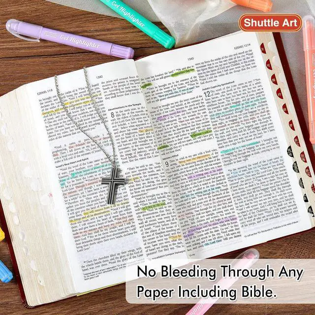 Alt view image 5 of 7 - Shuttle Art Bible Highlighters and Pens No Bleed, 12 Pastel Colors Gel Highlighters No Bleed Through, Bible Journaling Supplies, Great for Journaling Highlighting and Studying