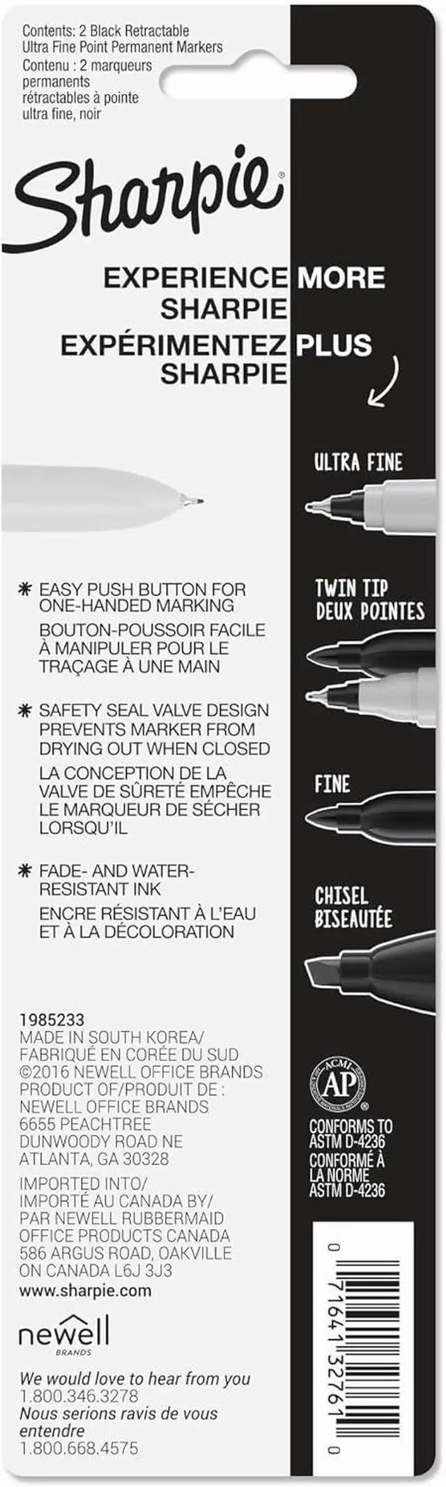 Alt view image 7 of 7 - Sharpie Retractable Permanent Markers, Ultra Fine Point, Black, 2 Count